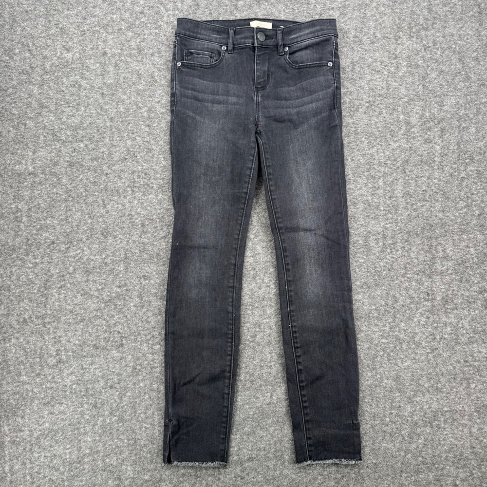 Loft Outlet Modern Skinny Jeans Faded Black Raw Hem Side Slit Size 0 Casual crop